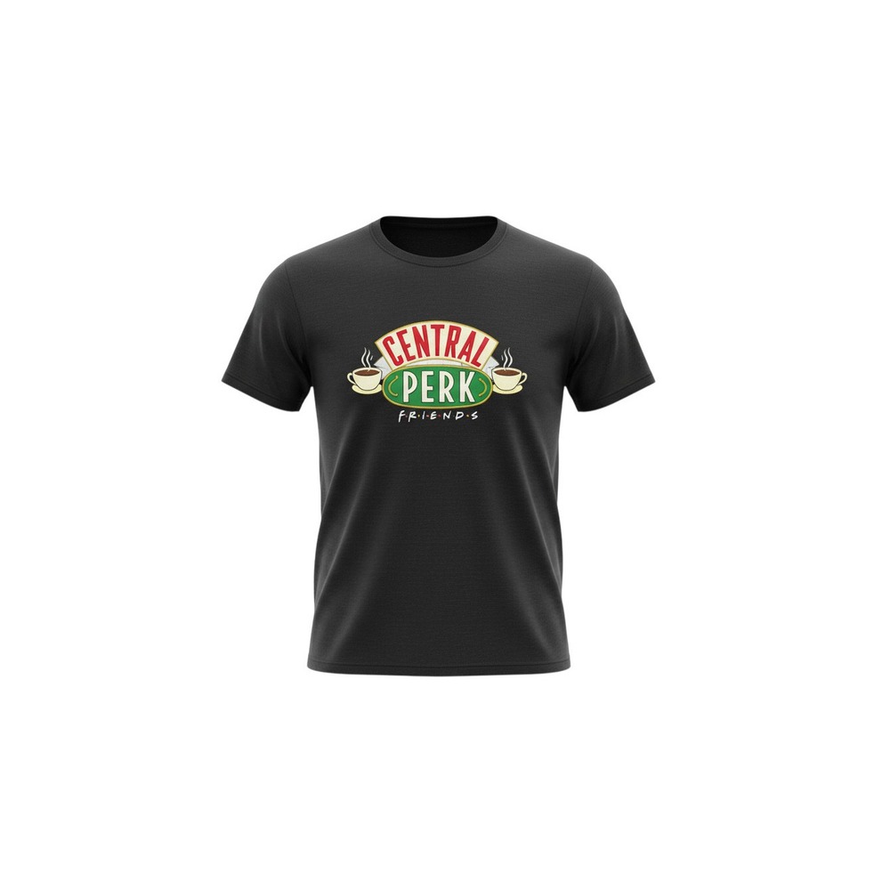 Friends Central Perk Graphic Tee Womens Medium Black Short Sleeve Cotton Blend